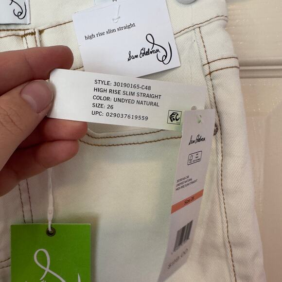 NWT Sam Edelman High Rise Slim Straight Jeans Size 26 Undyed Natural Casual - Picture 3 of 9